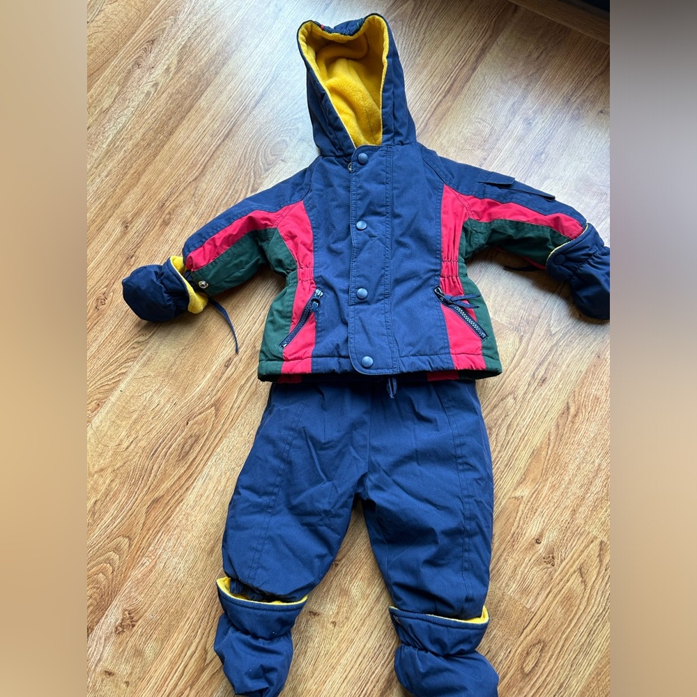 Le Petit Rothschild baby boy’s vintage winter jacket and snow pants 12 months